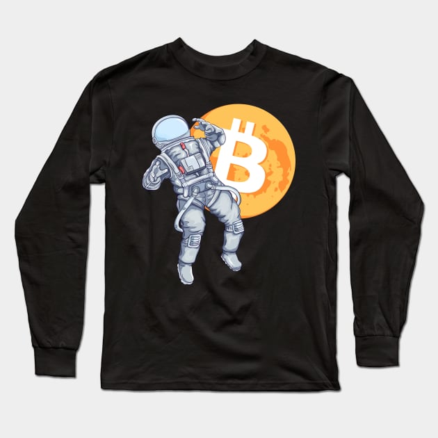 Bitcoin Cryptocurrency Astronaut Long Sleeve T-Shirt by BitcoinSweatshirts